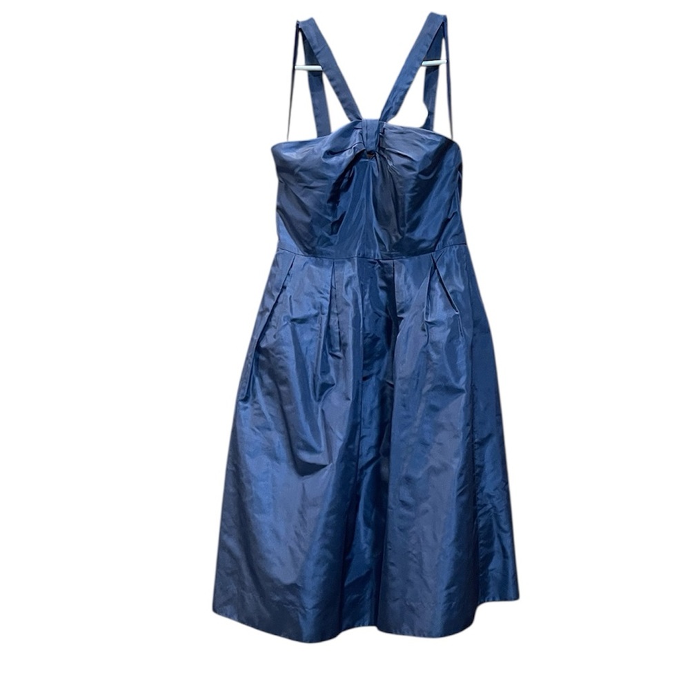 J. Crew Whitley Dress Silk Taffeta Elegant Blue Spaghetti Strap Sundress